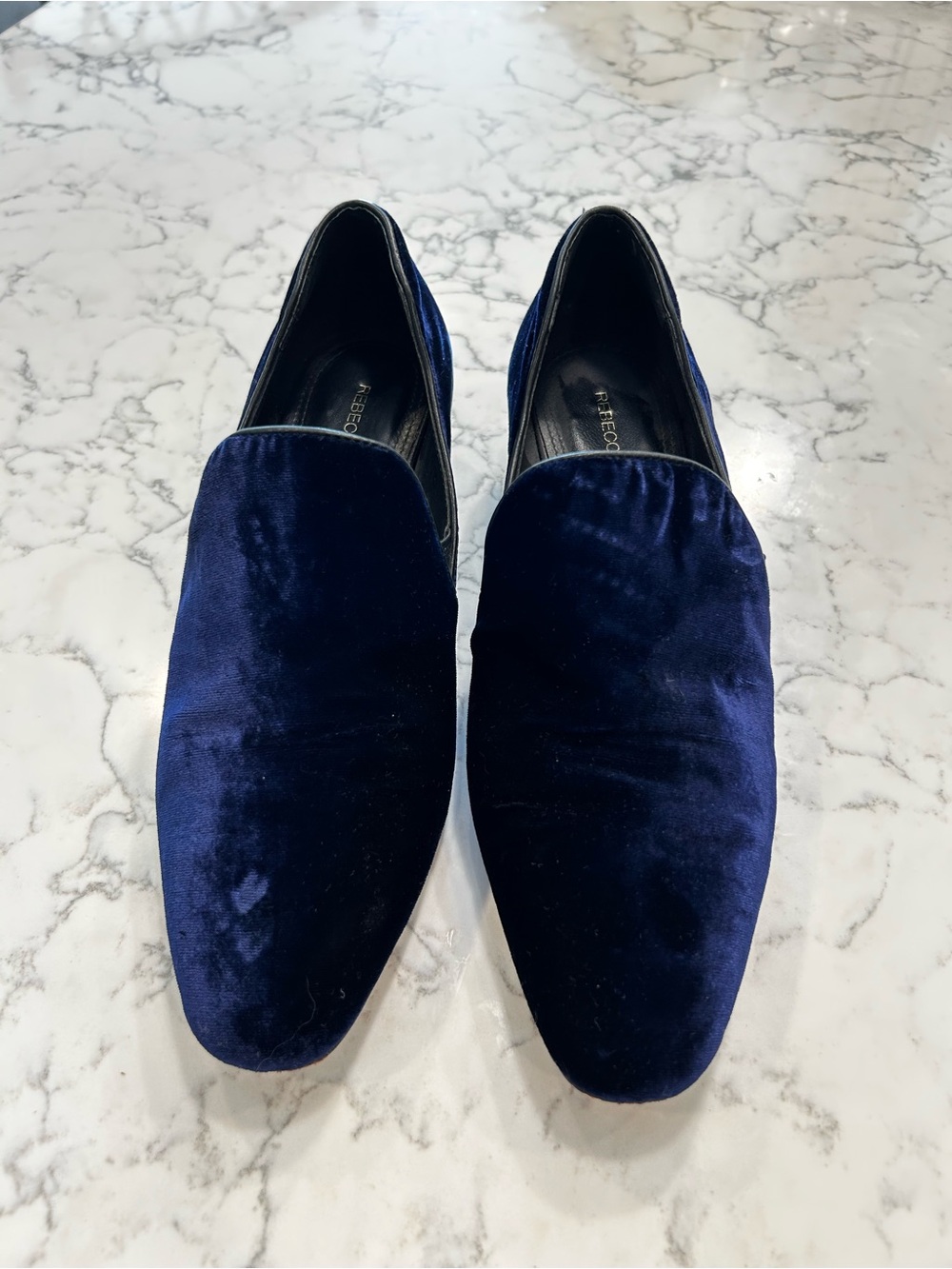 Rebecca Minkoff Navy Blue‎ Velvet Low Heel Loafers Size 7